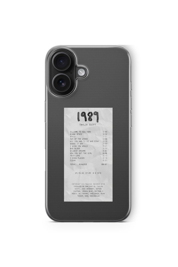حافظة شفافة مطبوعة بتصميم ألبوم تايلور سويفت 1989 متوافقة مع هاتف iPhone 16 Plus