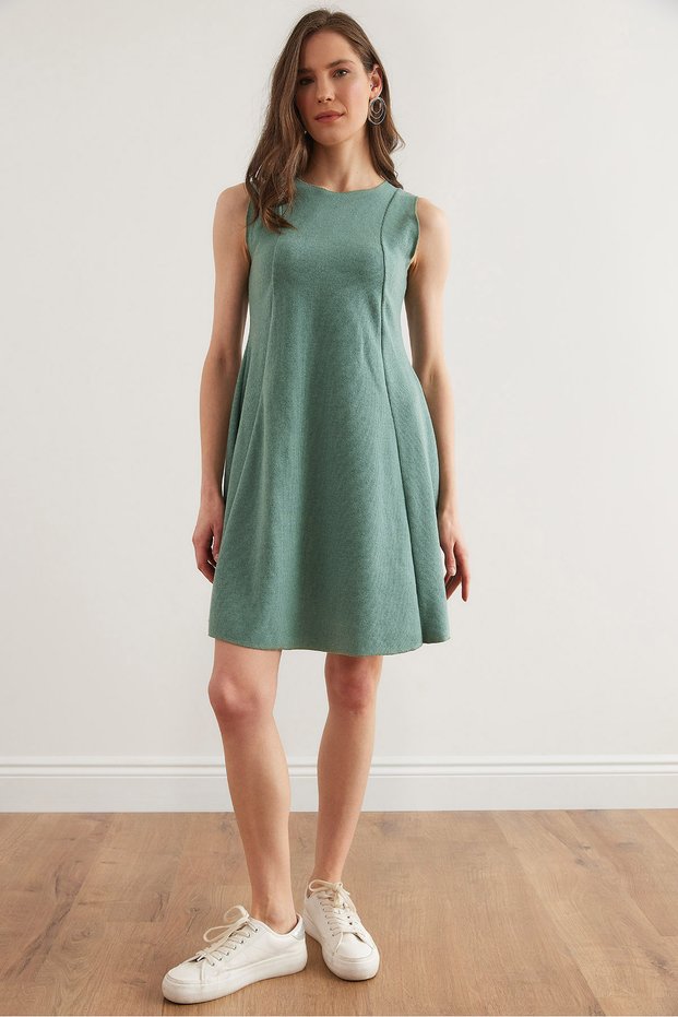 Women's Aqua Green Piece Thessaloniki Flared Dress Elb- 19002336