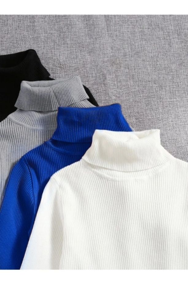 Boğazlı Kazak Pamuklu Şardonlu Slimfit Soft Lüx Renkler - 2