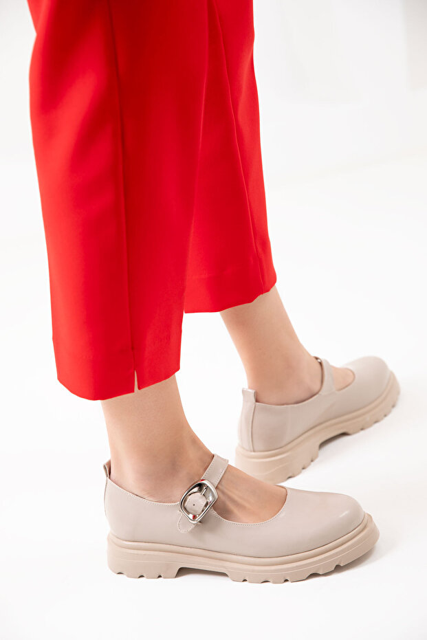 Beige Lackleder Freizeitschuhe 20262 - 3