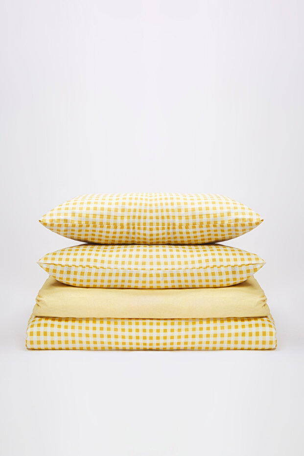 Çift Kişilik Pötikare Desenli Lastikli Çarşaflı Nevresim Takımı 200x220cm TPHSS25CKN00003 - 4