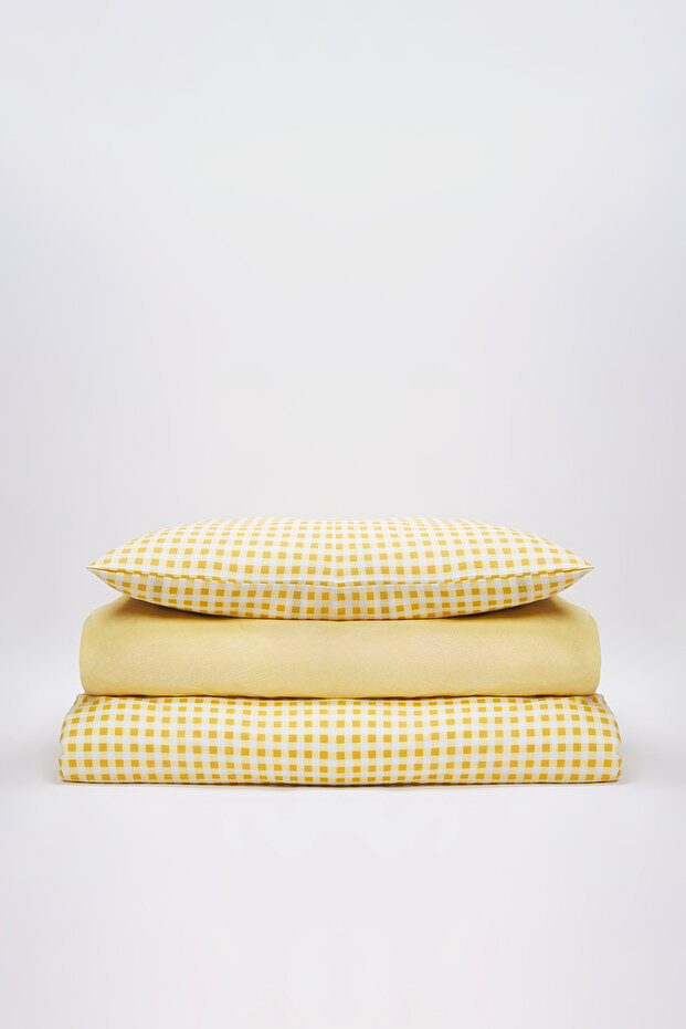 Tek Kişilik  Pötikare Desenli Lastikli Çarşaflı Nevresim Takımı 160x220cm TPHSS25TKN00001 - 3