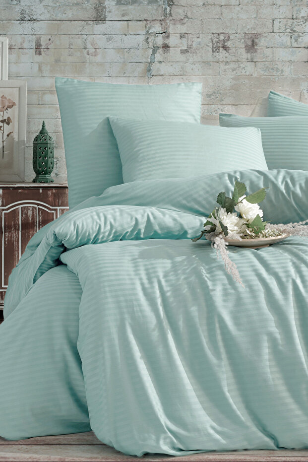 Moderní pruhované elastické prostěradlo Jednolůžkový povlak na přikrývku - 5