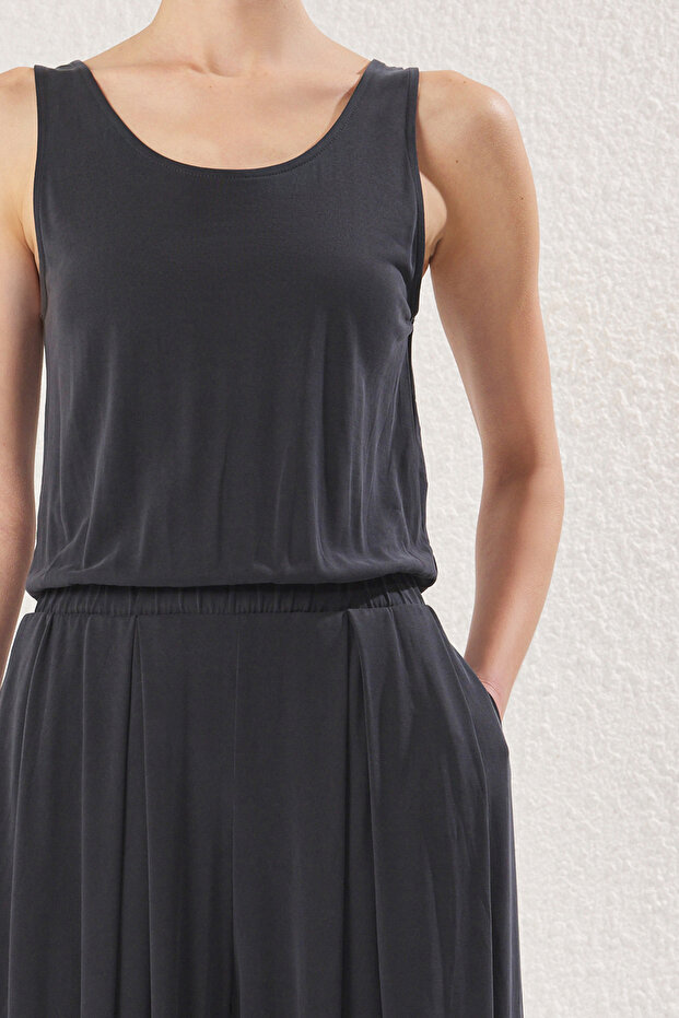 Antrasit Modal Kumaş Esnek Premium Örme Tulum TWOSS25TU00027 - 4