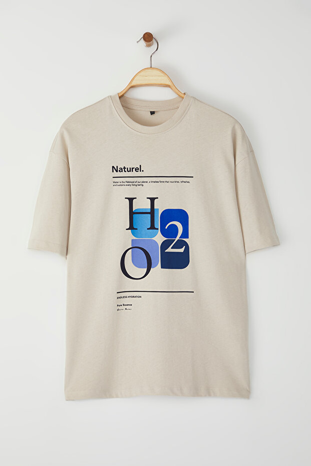 Taş Oversize/Geniş Kesim %100 Pamuklu Ön Baskılı T-Shirt TMNSS25TS00124 - 6