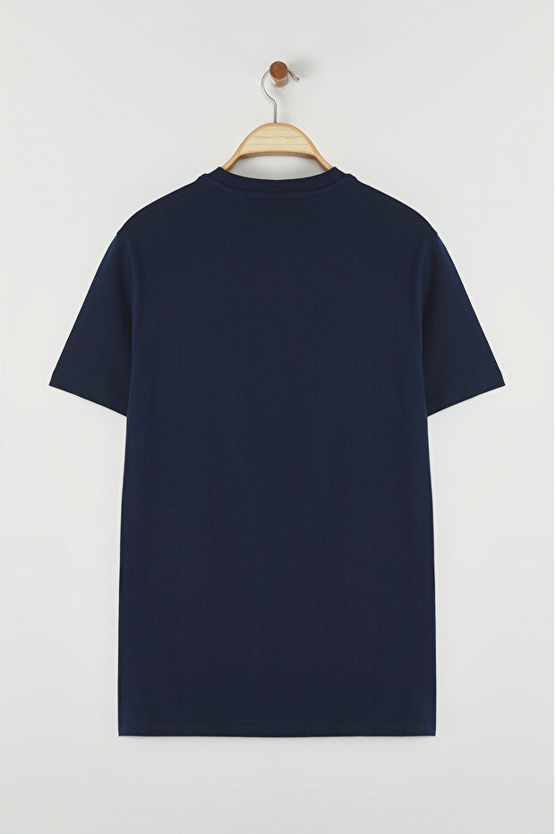 Lacivert Regular/Normal Kesim At Nakış Detaylı %100 Pamuklu T-Shirt TMNSS24TS00056 - 4