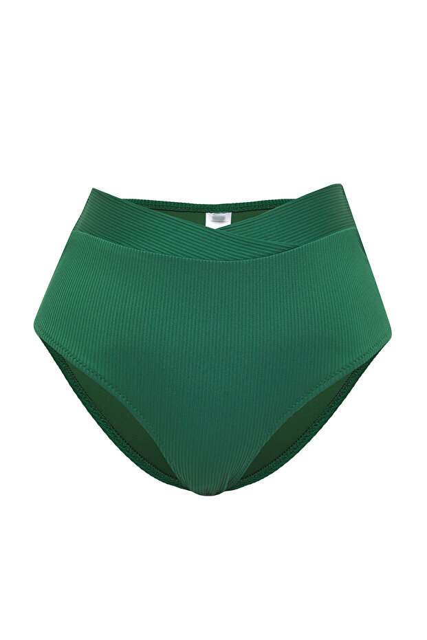 Yeşil V Kesim Hipster Yüksek Bel Bikini Altı TBESS25BA00032 - 5