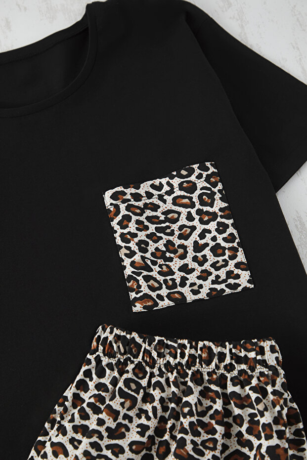 Zestaw piżamowy z nadrukiem w panterkę, 3 części, dzianinowy - Tbbss25Ai00092 - 9