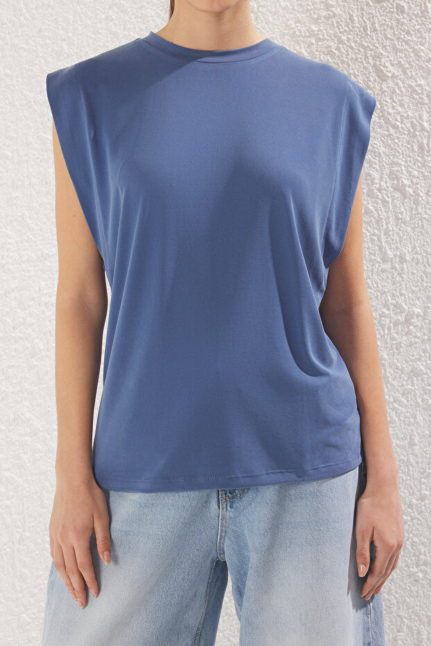 Indigo More Sustainable Modal Ay Kol Regular/Normal Kesim Bisiklet Yaka Örme T-Shirt TWOSS25TS00001 - 3