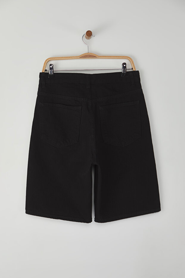 Siyah Baggy Destroylu Kot Şort & Bermuda TMNSS25SR00037 - 4