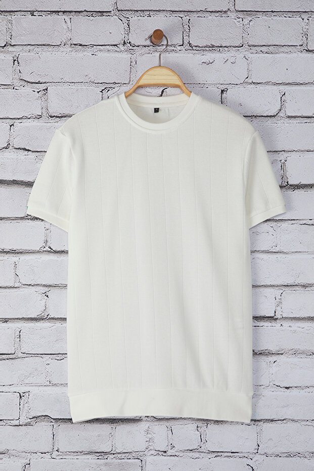 Beyaz Regular/Normal Kesim Bisiklet Yaka Pamuklu Basic T-Shirt TMNSS25TS00062 - 3