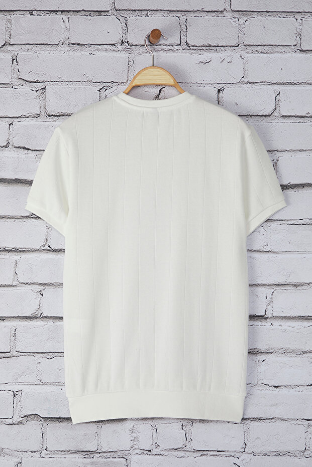 Beyaz Regular/Normal Kesim Bisiklet Yaka Pamuklu Basic T-Shirt TMNSS25TS00062 - 4