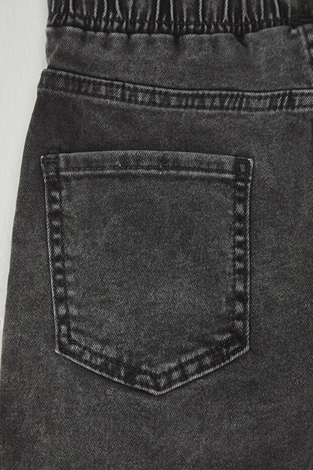 Antrasit Erkek Çocuk Pamuklu Cepli Lastikli Denim Şort & Bermuda TKDSS25SR00008 - 4