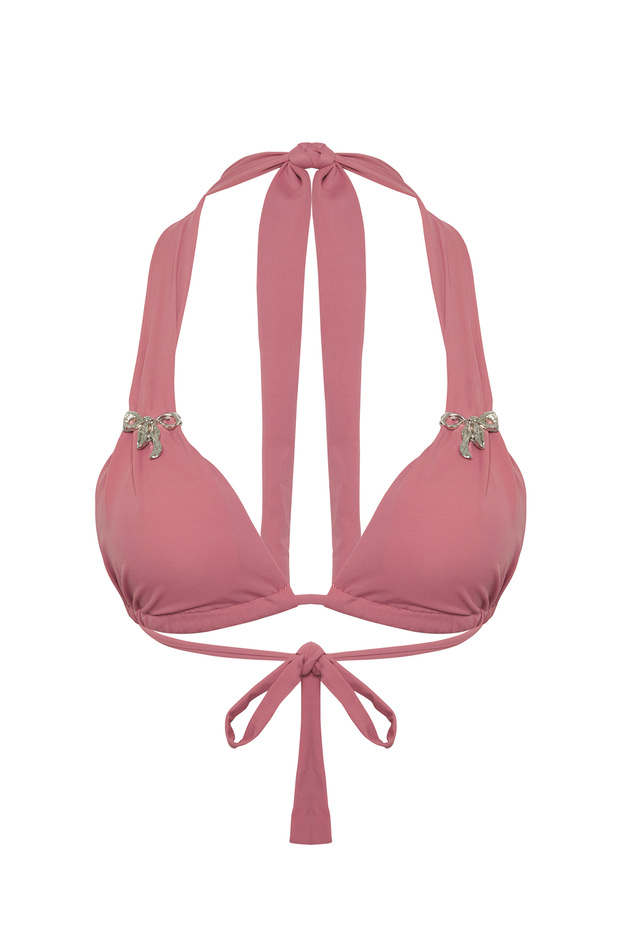 Pembe Aksesuarlı Üçgen Kaplı Bikini Üstü TBESS25BU00037 - 9