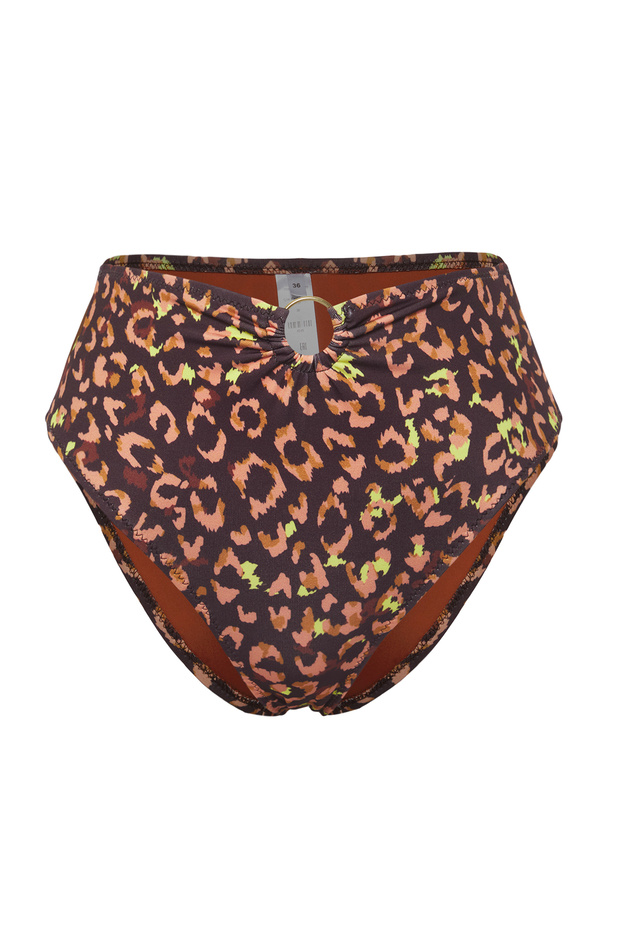 Leopar Desenli Aksesuarlı Regular Yüksek Bel Bikini Altı TBESS25BA00033 - 9