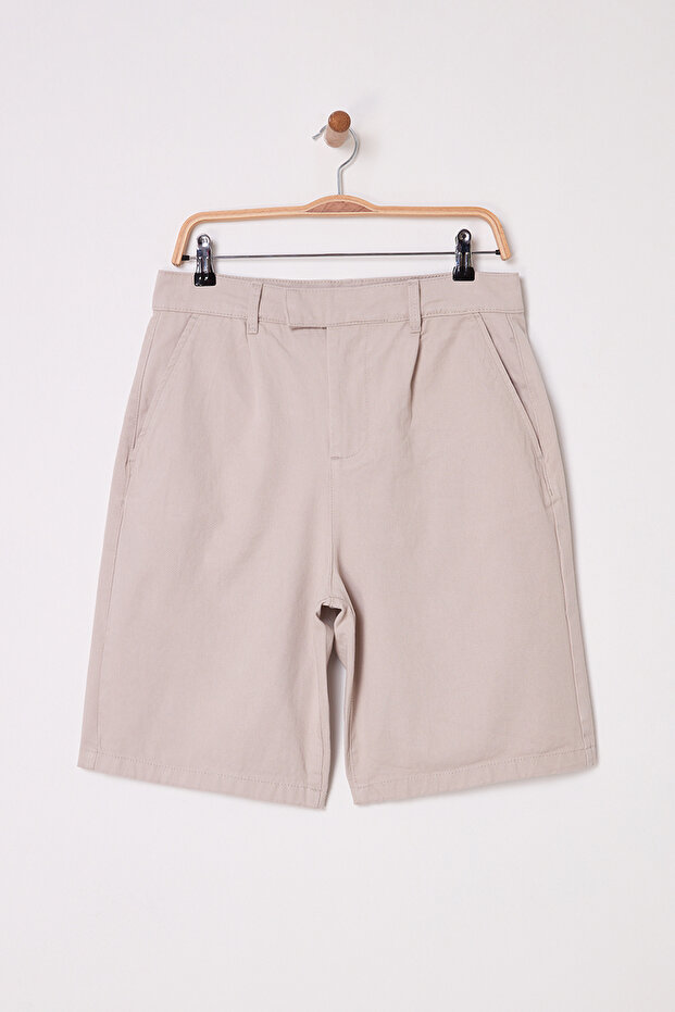 Erkek Taş Regular Fit Brit Kapamalı Gabardin Şort & Bermuda TMNSS25SR00012 - 5