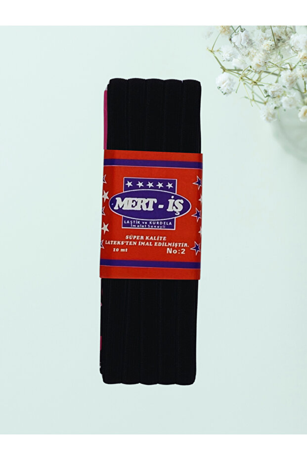 Flat Black Sweatpants Rubber - 1 cm Leg, 10 Meters