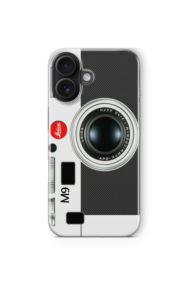 حافظة شفافة مطبوعة بتصميم كاميرا لايكا متوافقة مع هاتف iPhone 16