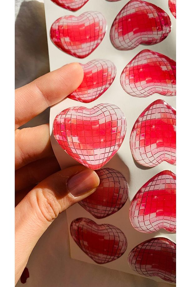 3d Sticker Telefon Arkasına Güçlü Yapışkanlı - Pembe Kalp 1 Adet - 2