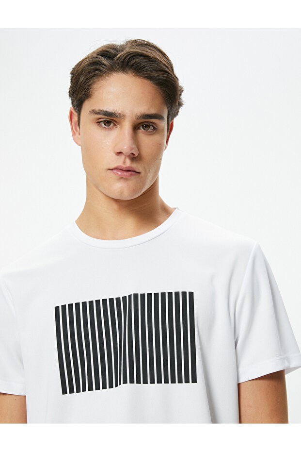 Printed Sports T-Shirt Crew Neck Short Sleeve