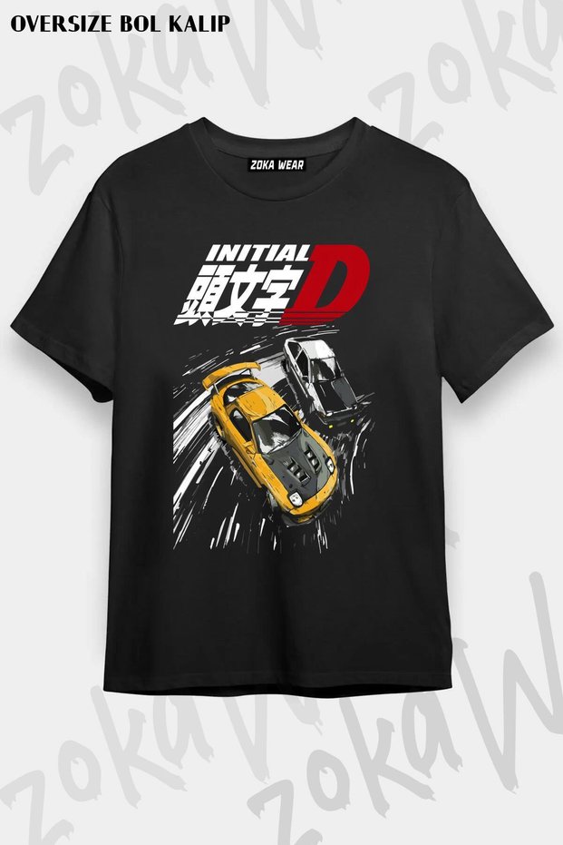 Unisex Oversize Mold Initial D Mountain Drift Design Printed Tshirt