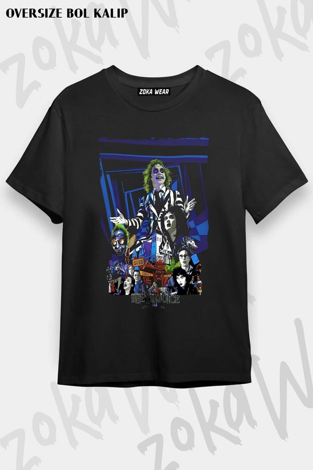 Unisex Oversize Fit Beetlejuice Design Printed Tshirt