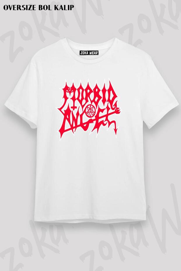 Unisex Oversize Mold Morbid Angel Logo Design Printed Tshirt