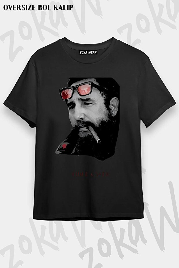 Unisex Oversize Fit Fidel Castro, Cuba Design Printed Tshirt