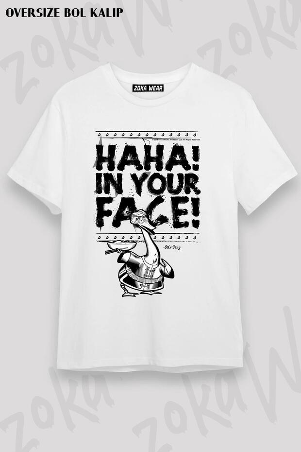 Unisex Oversize Kung Fu Panda Mr. Ping Haha Printed T-Shirt