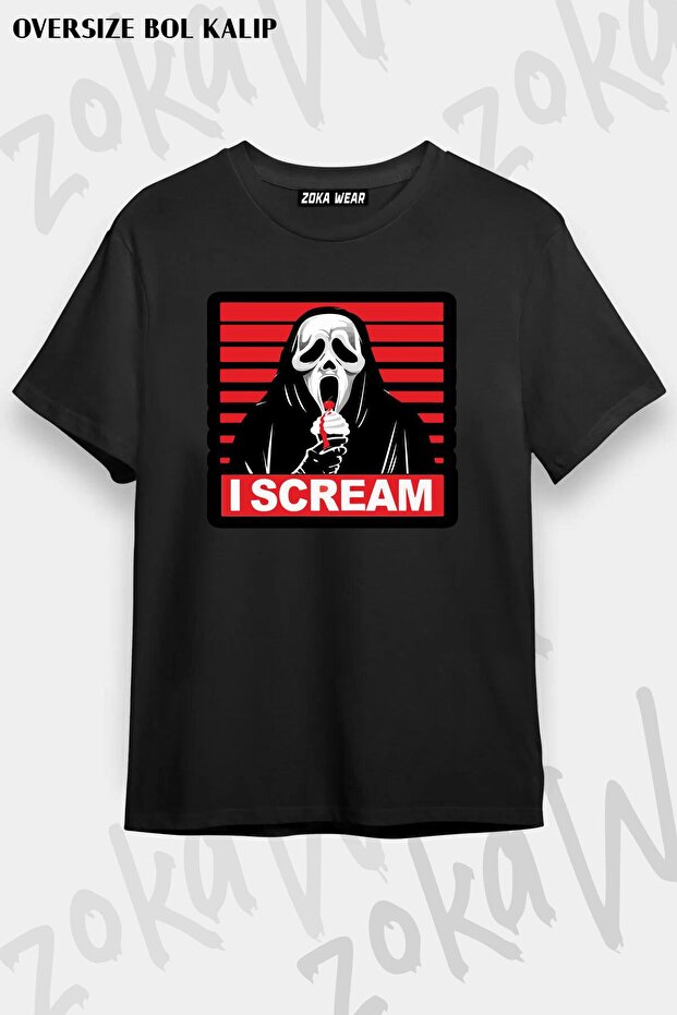 تيشيرت مطبوع بتصميم I Scream مقاس كبير للجنسين
