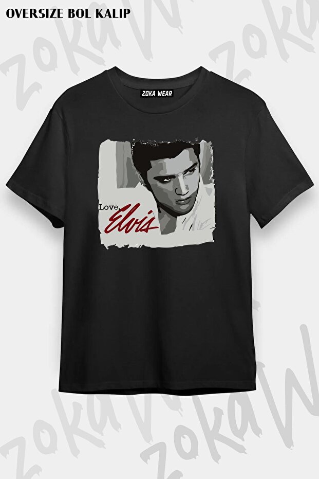 تي شيرت مطبوع بتصميم Elvis Presley v3 مقاس كبير للجنسين