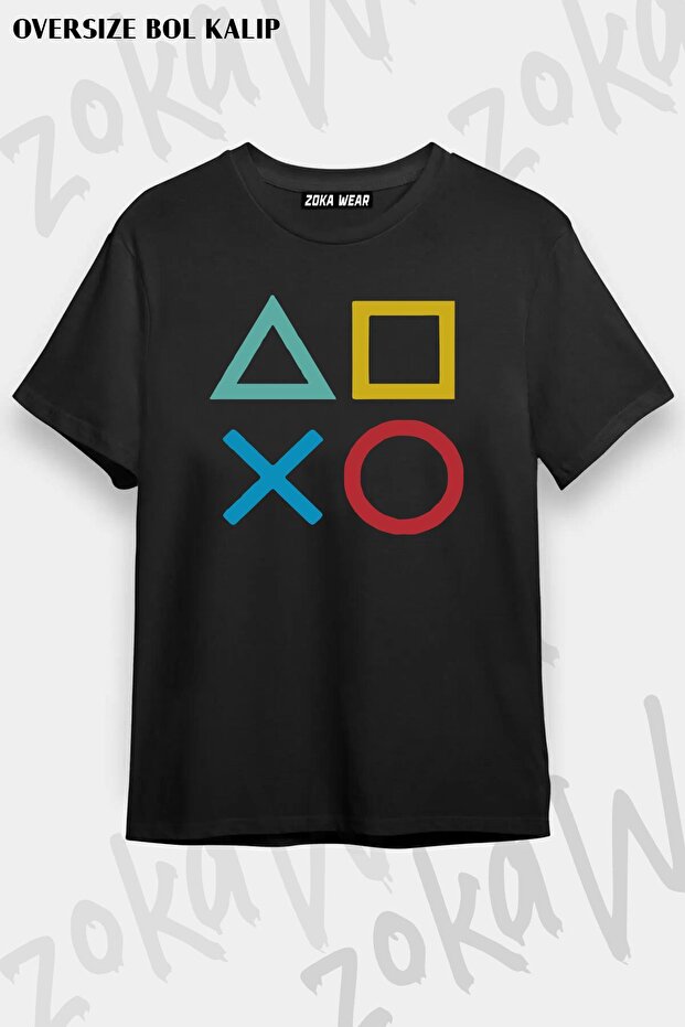 Unisex Oversize Fit Playstation Controller Design Printed Tshirt