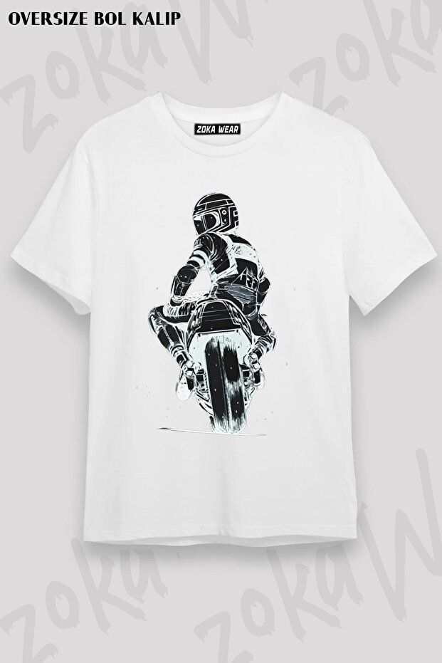 Unisex Oversize Mold Motorcycle Design Printed Tshirt