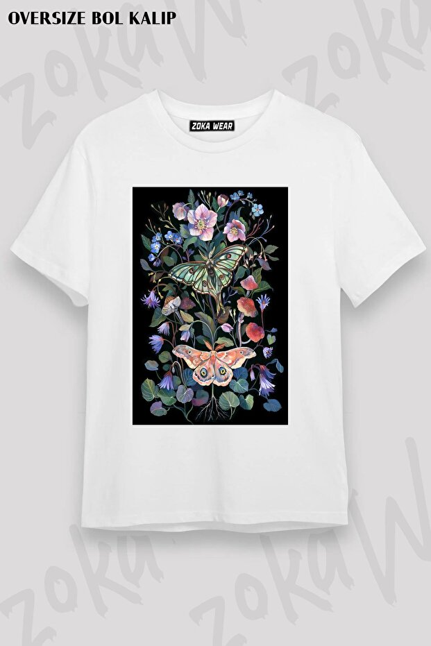 Unisex Oversize Mold Moon Moth Design Printed Tshirt