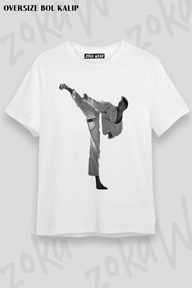Unisex Oversize Mold Taekwondo Design Printed Tshirt