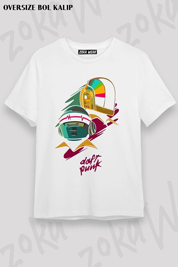 Unisex Oversize Die Daft Punk V3 Design Printed Tshirt