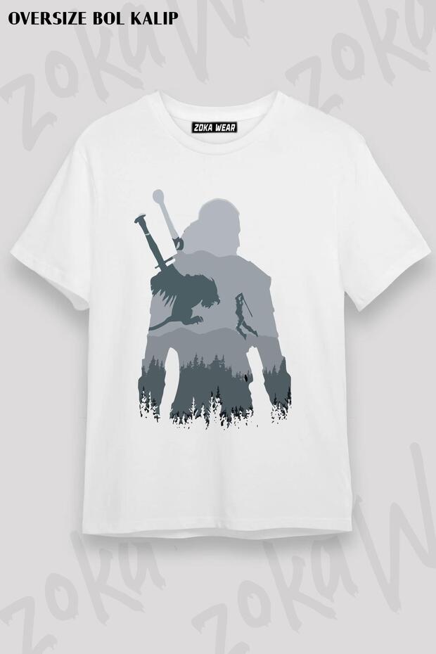 تيشيرت مطبوع بتصميم The Witcher مقاس كبير للجنسين