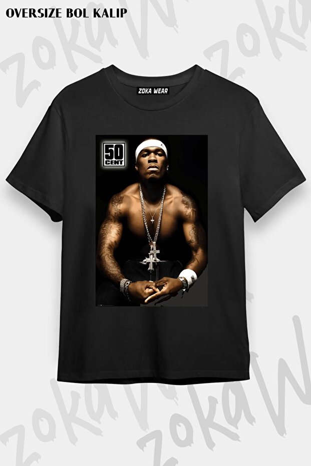 Unisex Oversize Fit 50 Cent with Tattoos Design Printed Tshirt