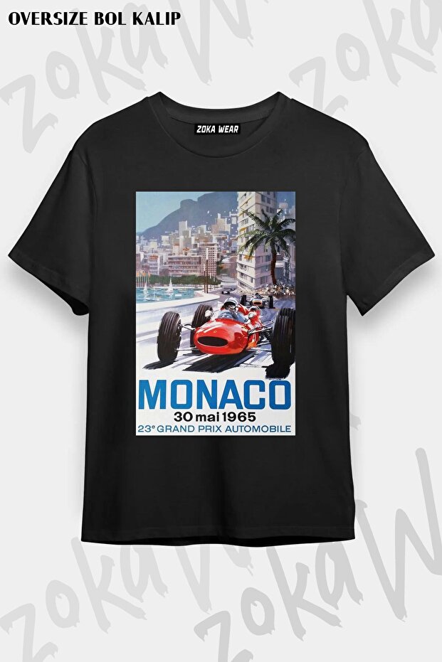 Unisex Oversize Fit 1965 Monaco Formula One F1 Design Printed Tshirt