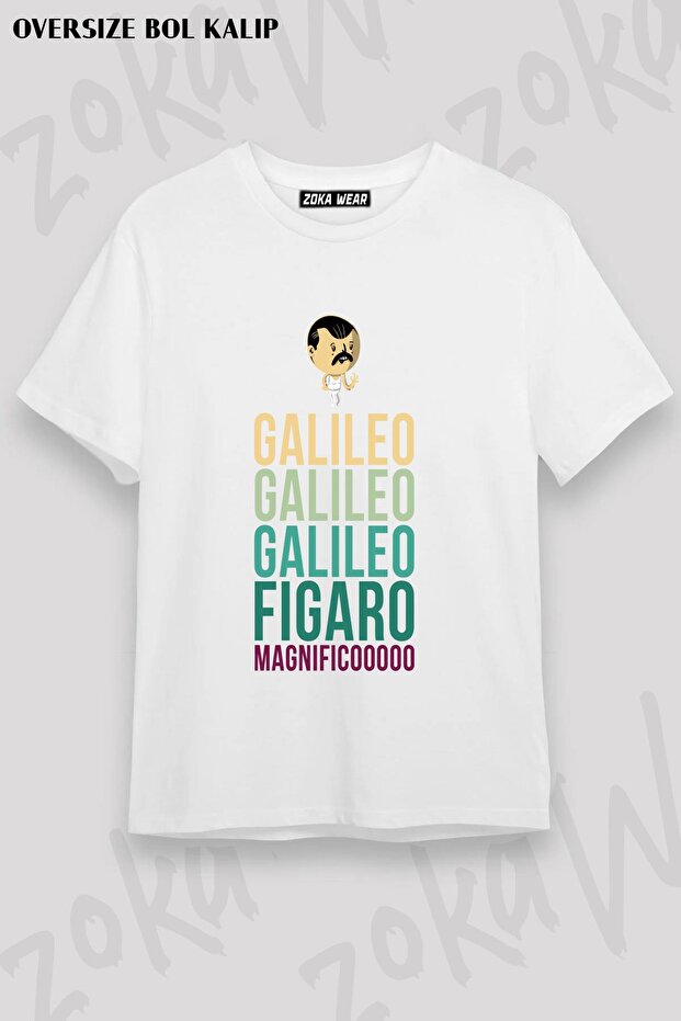 Unisex Oversize Fit Galileo Queen Freddie Design Printed Tshirt