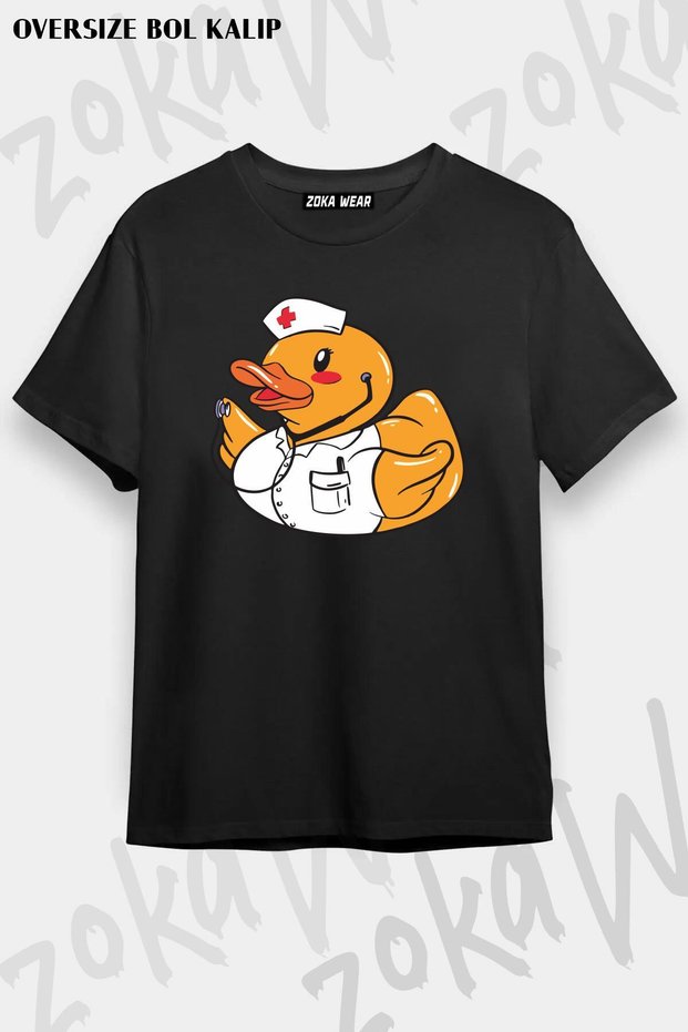 Unisex Oversize Fit Nurse Duck Healthcare Design Printed Tshirt