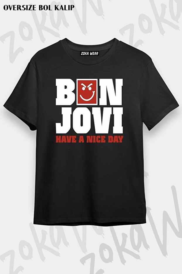 Unisex Oversize Fit Bon Jovi Have a Nice Day Design Printed Tshirt