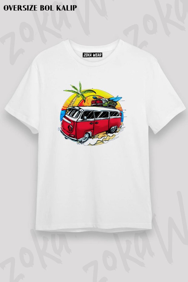 Unisex Oversize Mold Summer Vosvos Holiday Design Printed Tshirt