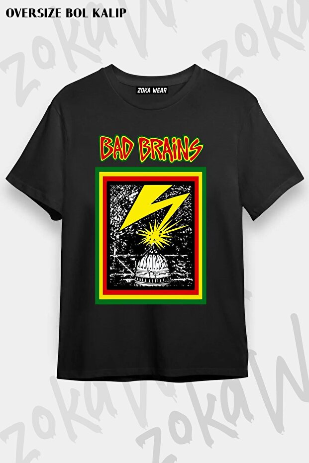 Unisex Oversize Fit Bad Brains Design Printed Tshirt