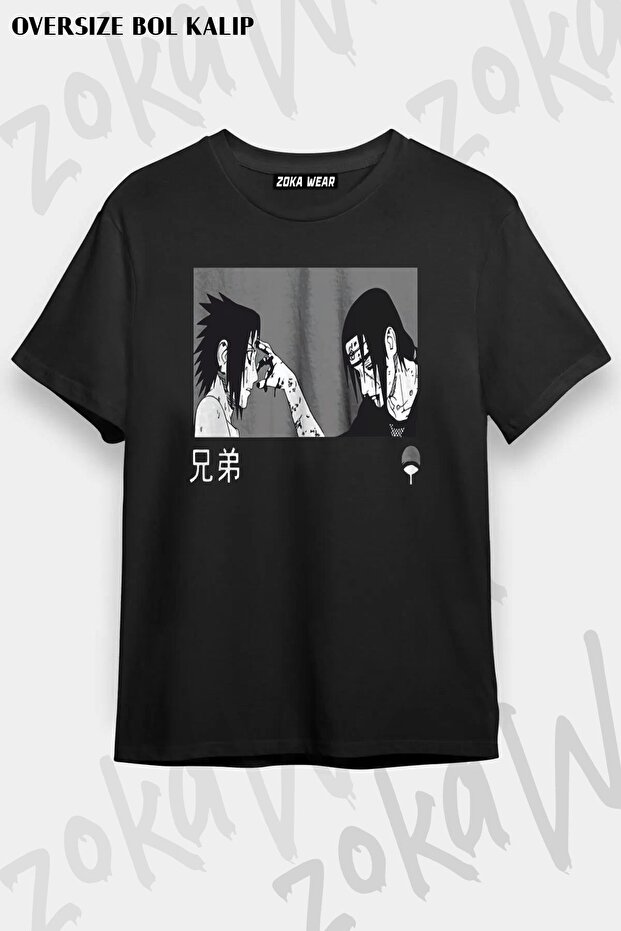 تي شيرت مطبوع بتصميم Uchiha Itachi Naruto مقاس كبير للجنسين