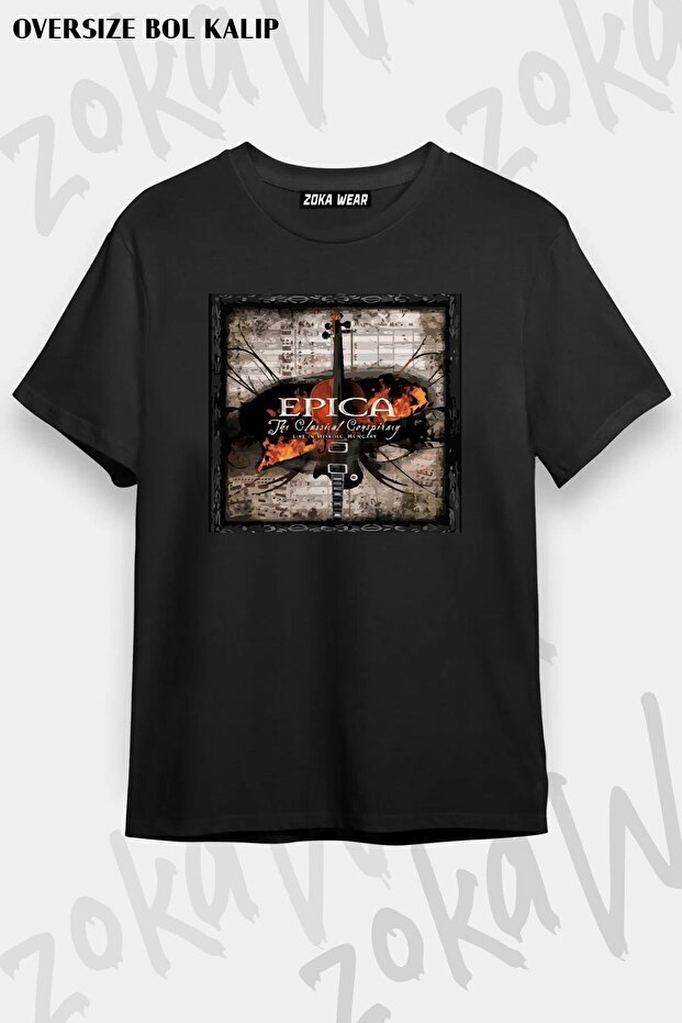 تيشيرت مطبوع بتصميم Epica v2 مقاس كبير للجنسين