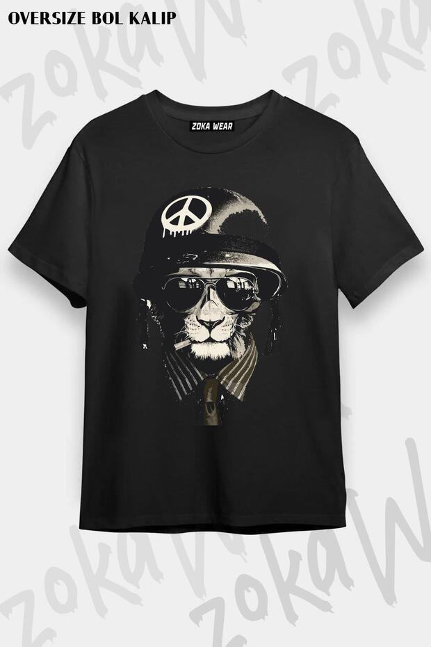 Unisex Oversize Fit Biker Helmet Design Printed Tshirt