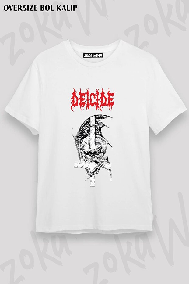 تي شيرت مطبوع بتصميم Deicide مقاس كبير للجنسين