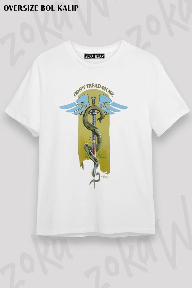 Unisex Oversize Fit Don'T Tread on Me Design Printed Tshirt