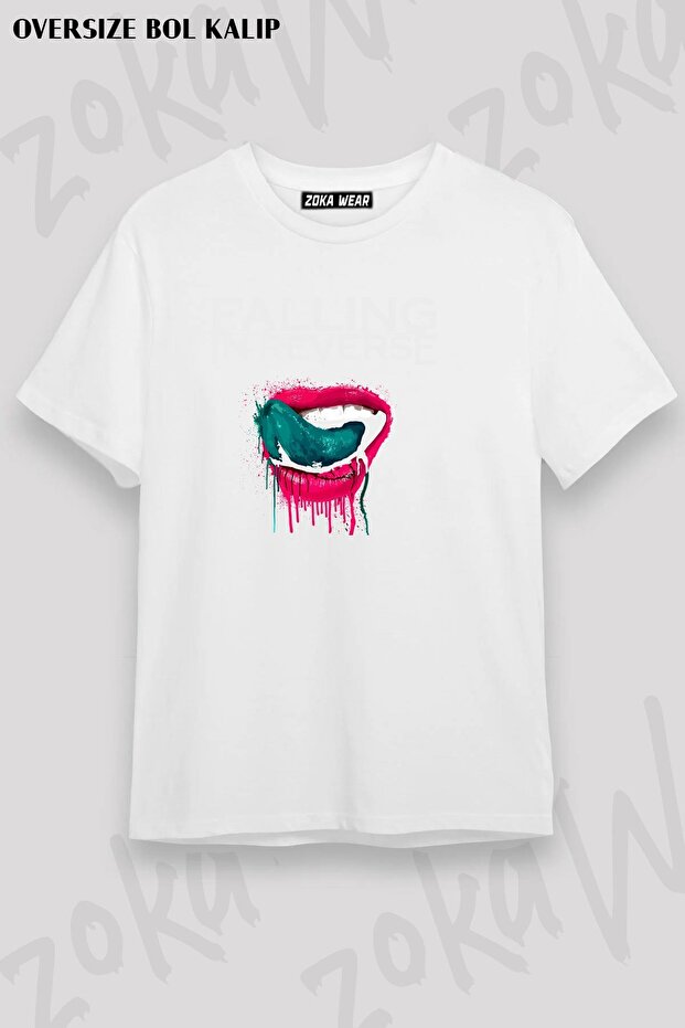 Unisex Oversize Fit Falling in Reverse Design Printed Tshirt